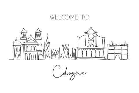 One single line drawing of Bristol city skyline. Historical city skyscraper Illustrazione stock