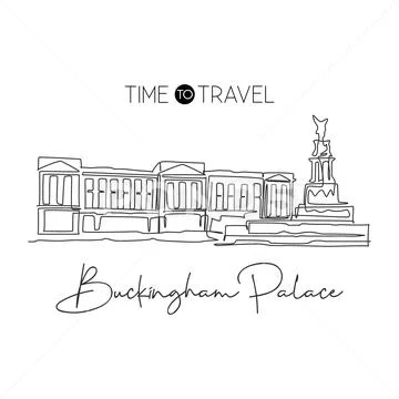 One single line drawing Buckingham Palace landmark. World famous iconic ...