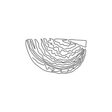 One single line drawing cut sliced healthy organic headed cabbage for farm Stock Illustration