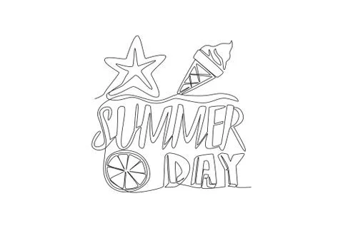 One single line drawing of cute and cool travel holiday typography quote Stock-Illustration