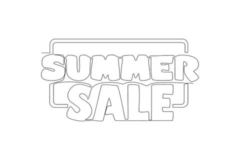 One single line drawing of cute and cool promotion and discount typography Stock Illustration