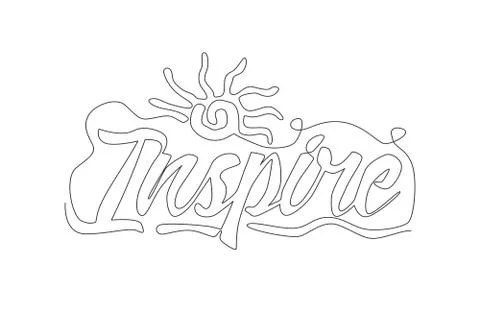 One single line drawing of cute and inspiring typography quote - Inspire 스톡 일러스트