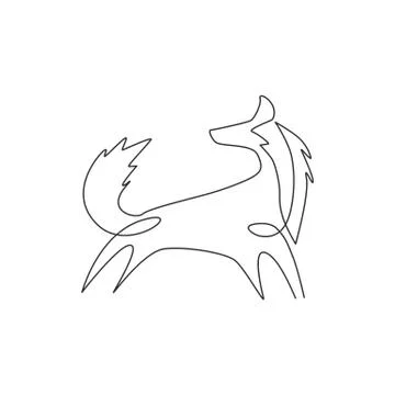 One single line drawing of cute fox company logo identity. City zoo icon Illustrazione stock