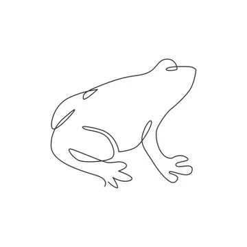One single line drawing of cute frog for company logo identity. Amphibian Illustrazione stock