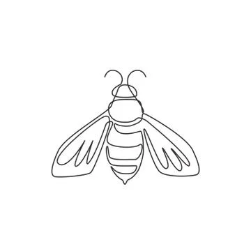 One single line drawing of cute bee for company logo identity. Honeybee farm Stock Illustration