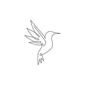 One single line drawing of cute hummingbird for company business logo Illustrazione stock