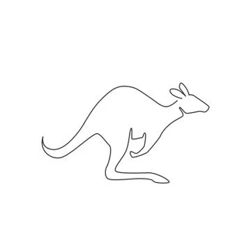 One single line drawing of cute standing kangaroo for business logo identity Illustrazione stock