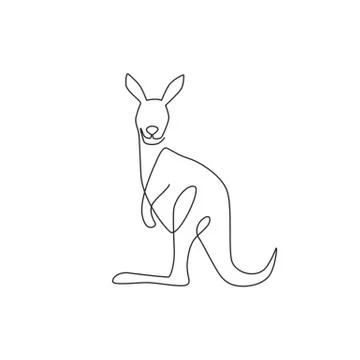 One single line drawing of cute standing kangaroo for business logo identity Stock-Illustration