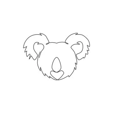 One single line drawing of cute koala head for business logo identity イラスト素材