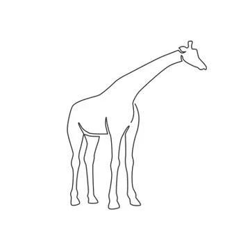 One single line drawing of cute adorable giraffe for safari logo identity Illustrazione stock