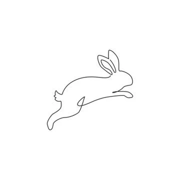 One single line drawing of cute jumping rabbit for brand pet business logo Illustrazione stock