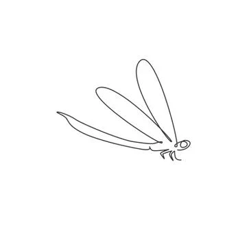 One single line drawing of cute dragonfly for company logo identity Illustrazione stock