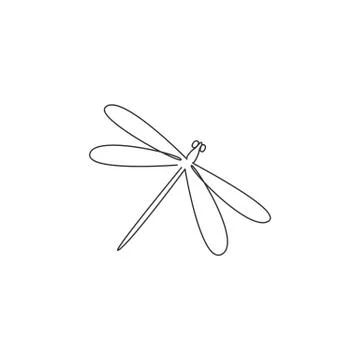 One single line drawing of cute dragonfly for company logo identity Illustrazione stock