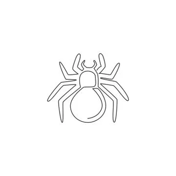 One single line drawing of dangerous spider for company logo identity Stock Illustration