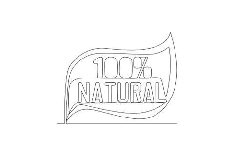 One single line drawing of eco friendly and organic food typography quote Stock Illustration