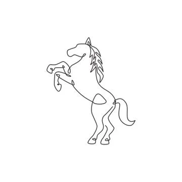 One single line drawing of elegance jumping horse for company logo identity イラスト素材