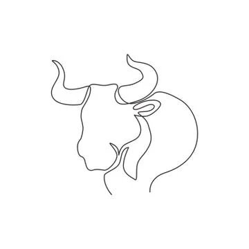One single line drawing of elegance buffalo for conservation national park Stock Illustration