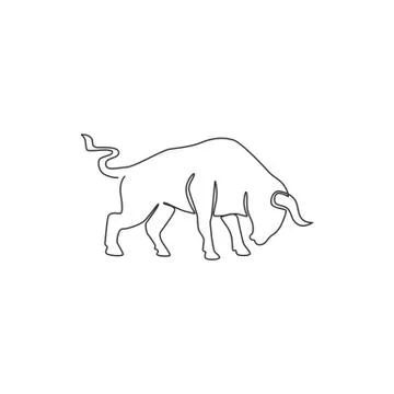 One single line drawing of elegance buffalo for conservation national park Illustrazione stock