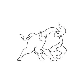 One single line drawing of elegance buffalo for conservation national park Ilustración de archivo