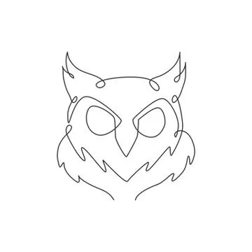 One single line drawing of elegant owl bird head for company logo identity Stock Illustration