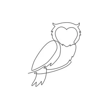 One single line drawing of elegant owl bird for company logo identity Illustrazione stock
