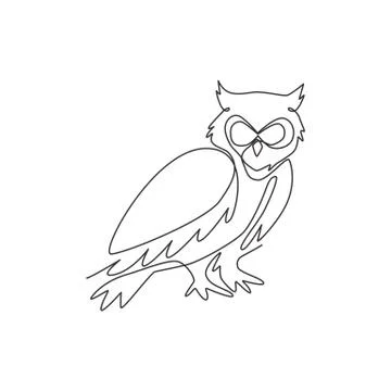 One single line drawing of elegant owl bird for company logo identity Illustrazione stock