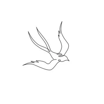 One single line drawing of elegant swallow for company business logo identity Illustrazione stock