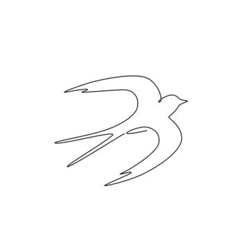 One single line drawing of elegant swallow for company business logo identity Stock Illustration