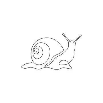 One single line drawing of exotic snail with spiral shell mascot concept Stock Illustration