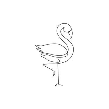 One single line drawing of exotic flamingo for company business logo identity イラスト素材