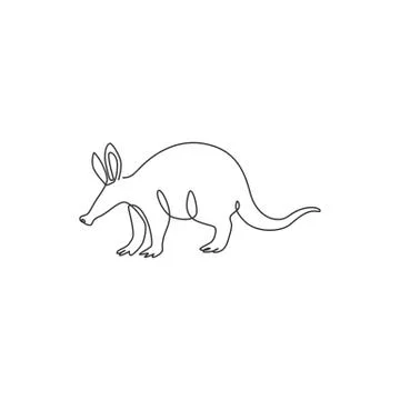 One single line drawing of exotic aardvark for company logo identity Stock Illustration