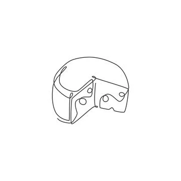 One single line drawing of fresh sliced round French cheese logo vector Ilustración de archivo