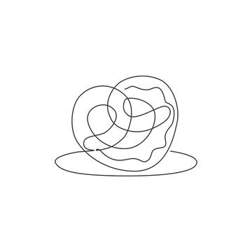 One single line drawing of fresh delicious pretzel logo vector illustration Stock Illustration