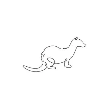 One single line drawing of funny ferret for pet logo identity Illustrazione stock