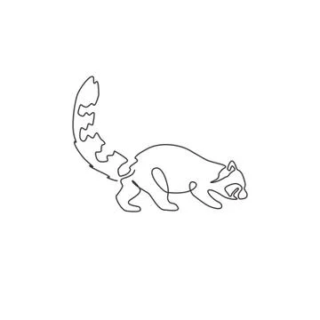 One single line drawing of funny red panda for company logo identity Stock Illustration