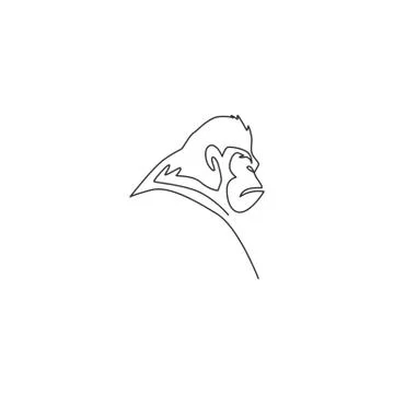 One single line drawing of gorilla head for company business logo identity Illustrazione stock