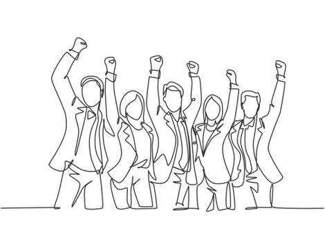 One single line drawing of group of male manager and female manager Stock Illustration