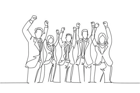 One single line drawing of group of young happy ceo and his colleagues Stock-Illustration