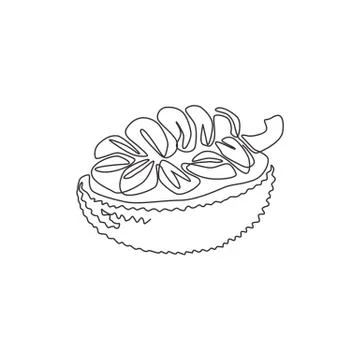 One single line drawing of half slice healthy organic jackfruit for logo Stock-Illustration