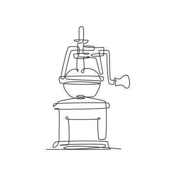 One single line drawing of manual handy wooden vintage coffee beans grinder イラスト素材