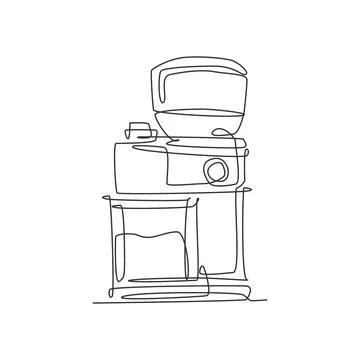 One single line drawing of modern electric coffee beans grinder machine logo Stock-Illustration