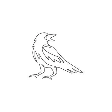 One single line drawing of mysterious raven for company business logo 스톡 일러스트