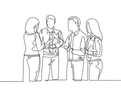 One single line drawing of project manager explain company business process Illustrazione stock