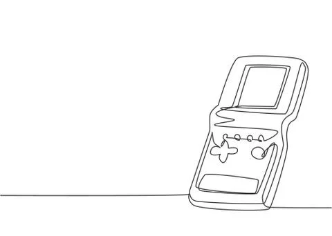 One single line drawing of retro old classic portable tetris game イラスト素材