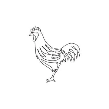 One single line drawing of rooster animal for company business logo identity イラスト素材