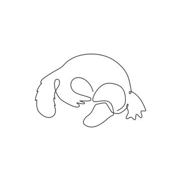 One single line drawing of smart unique platypus for logo identity Illustrazione stock