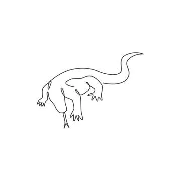 One single line drawing of strong komodo dragon for company logo identity Illustrazione stock