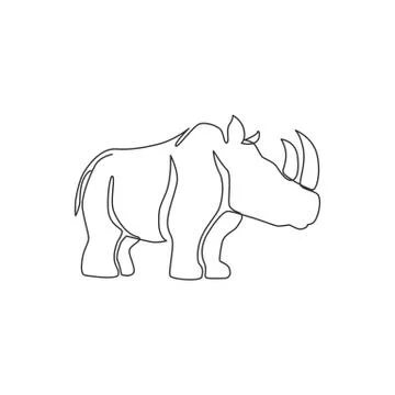 One single line drawing of strong rhinoceros for conservation national park Illustrazione stock