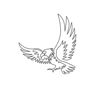 One single line drawing of strong eagle bird for company business logo Stock Illustration