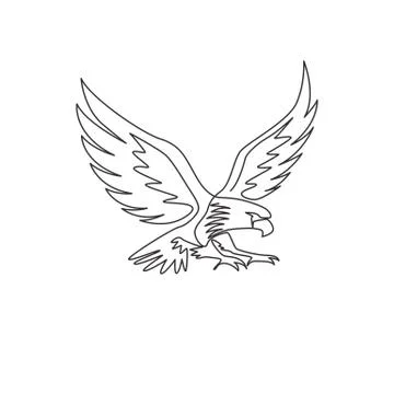 One single line drawing of strong eagle bird for company business logo Illustrazione stock